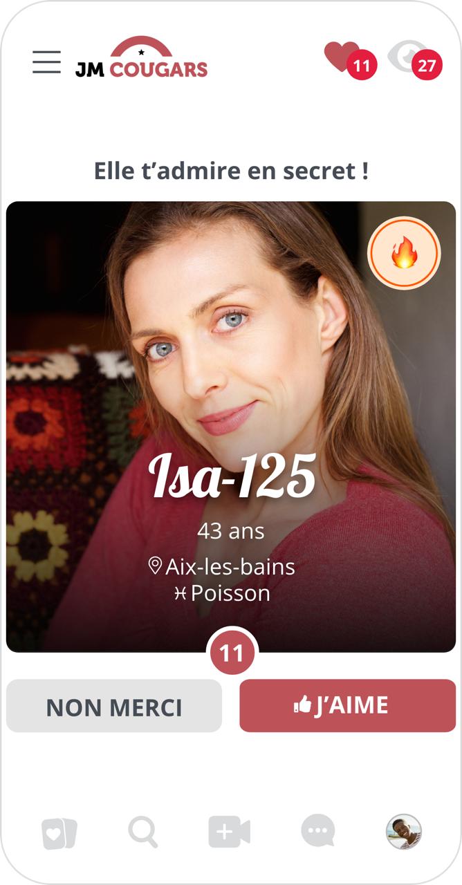 Capture d'écran du site de rencontre cougar JM Cougars